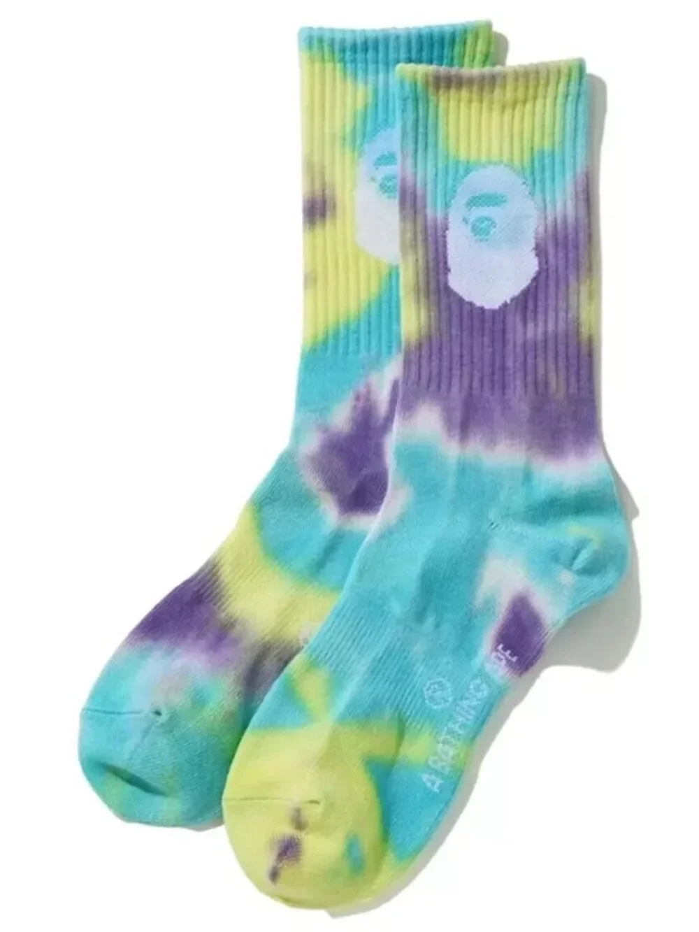 4 pair Bape A Bathing Ape Big Head Tie Dye High socks Set of 4